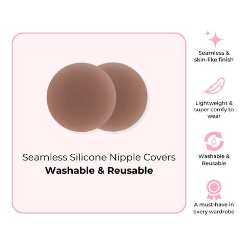 CHARMKING Nipple Covers 4 Pairs Womens Reusable Adhesive Invisible Round  Silicone Cover