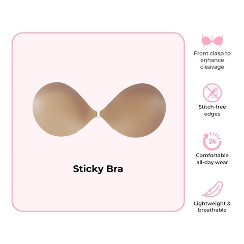 Sticky Bra,Backless Strapless Bra Push Up,Adhesive Invisible Lift Up Bras  for Women Wedding Dresses Reusable,Beige at  Women's Clothing store